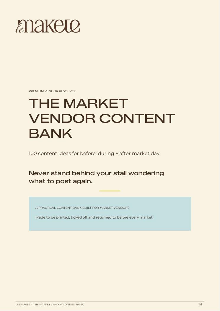 The Market Vendor Content Bank cover